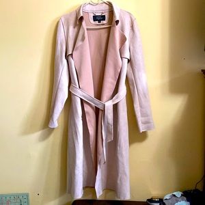 Blush Faux Suede Trench Coat